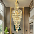 Stylish Foyer Long Staircase Chandelier Large Crystal Ceiling Lighting Fixture For Living Room Decoration