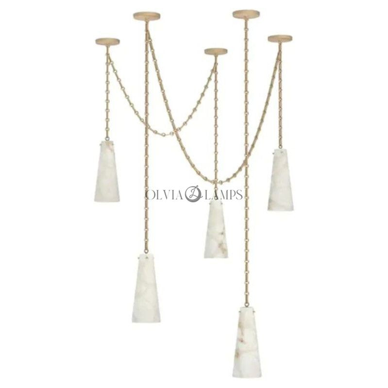 Alabaster Modern 5-Cup Chandelier