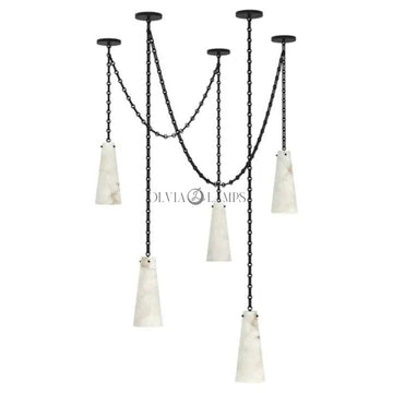 Alabaster Modern 5-Cup Chandelier