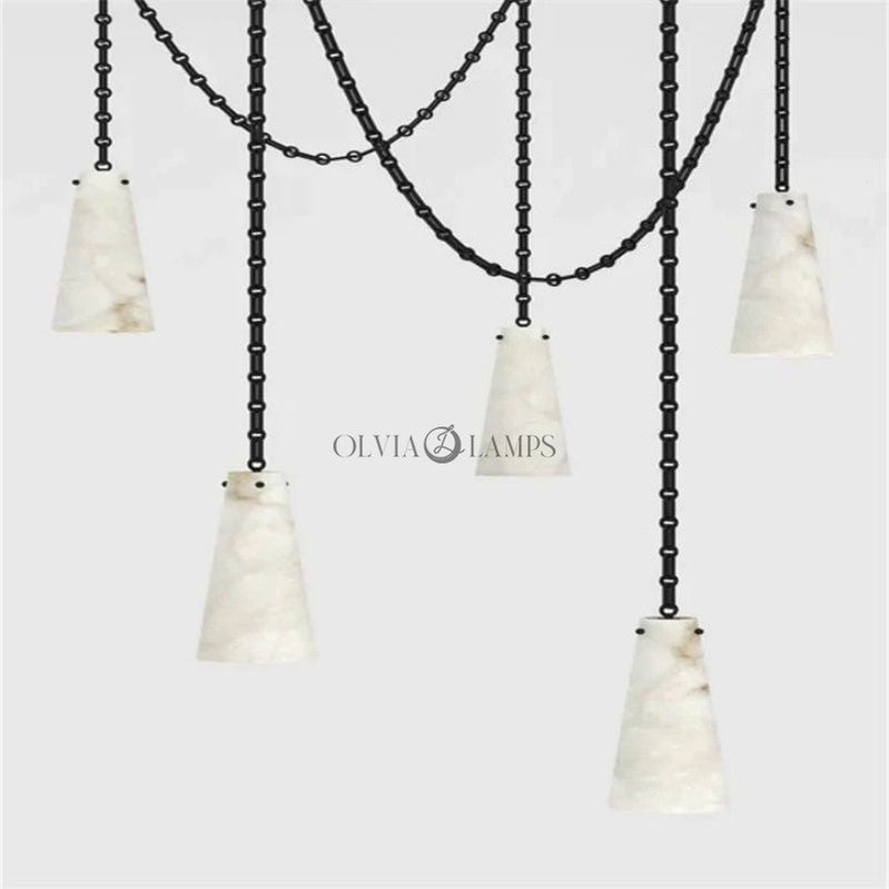 Alabaster Modern 5-Cup Chandelier