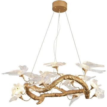 Swallow Glass Tree Branch Round Chandelier