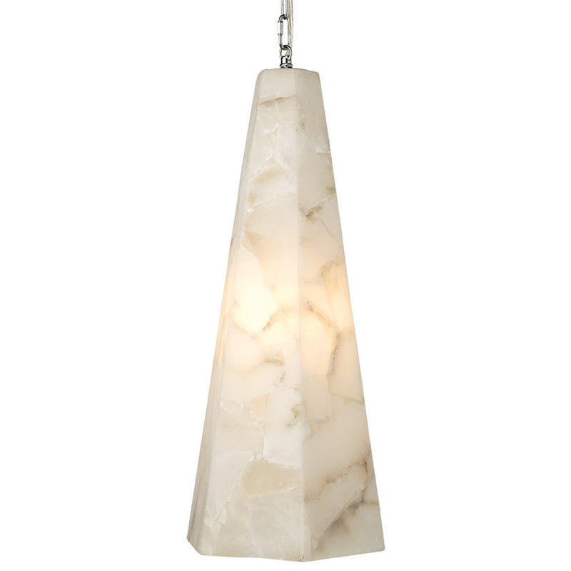 Tall Alabaster Tapered Hexagon Pendant Light