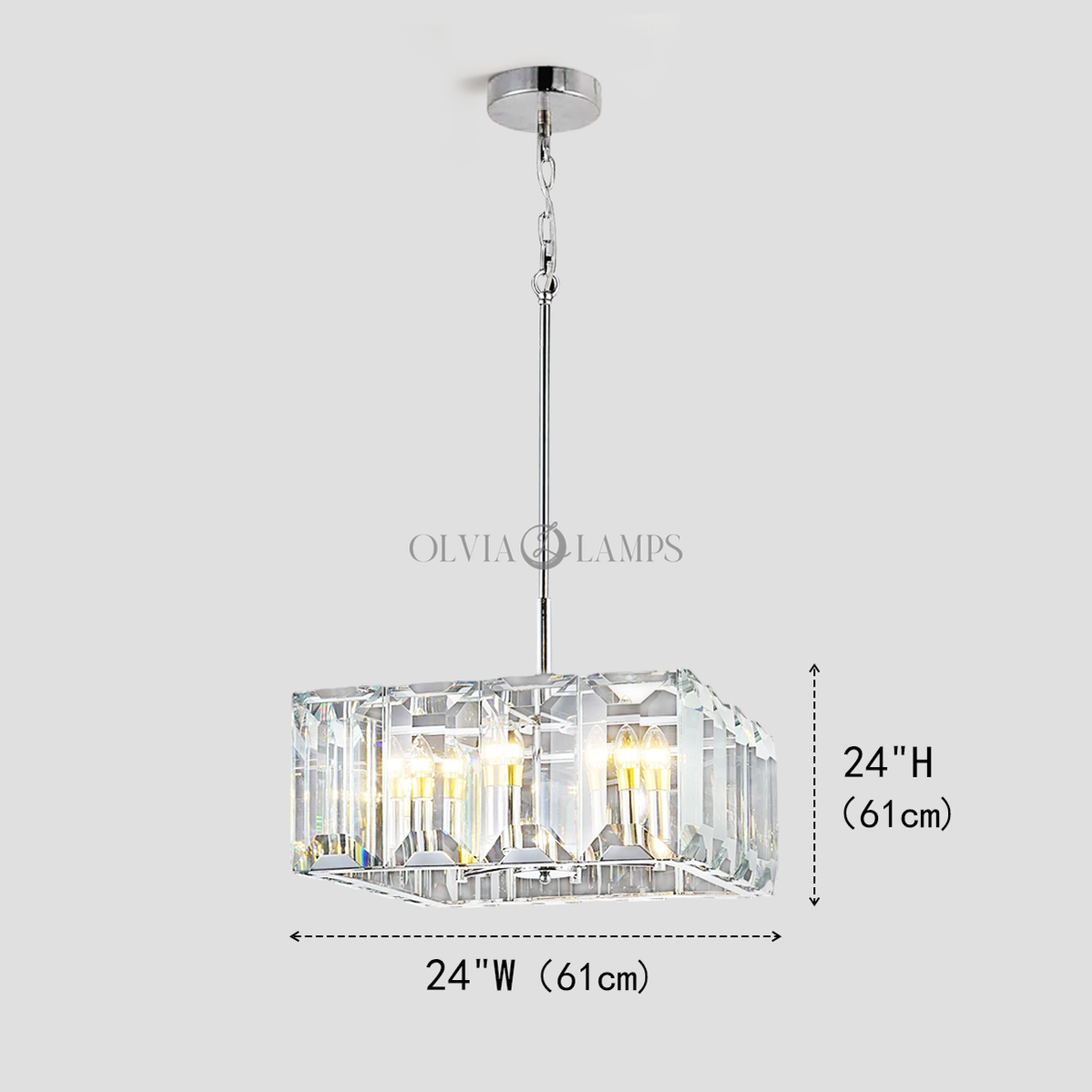 Apricity Crystal Square Chandelier 24"