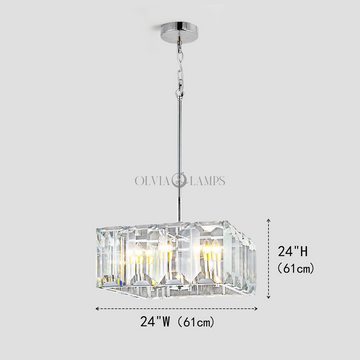 Apricity Crystal Square Chandelier 24"