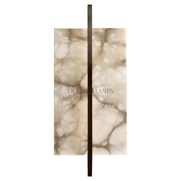 Tile Alabaster and Bronze Rectangular Sconce