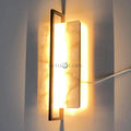 Tile Alabaster and Bronze Rectangular Sconce