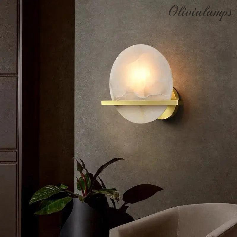 Alabaster Round Wall Lights