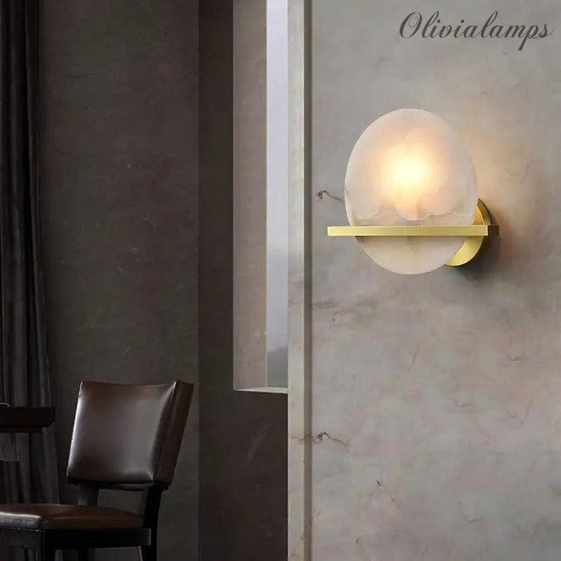 Alabaster Round Wall Lights