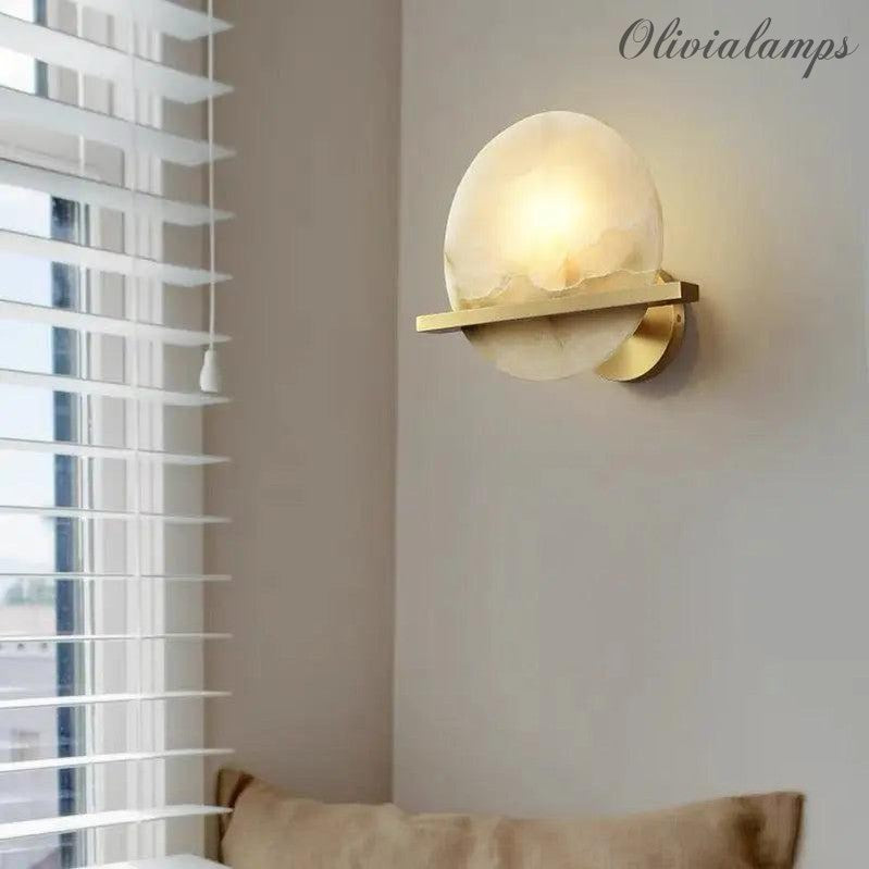 Alabaster Round Wall Lights