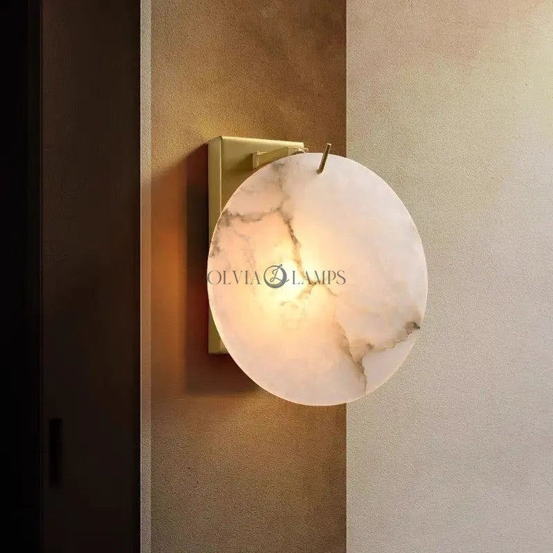 Alabaster Round Wall Sconce