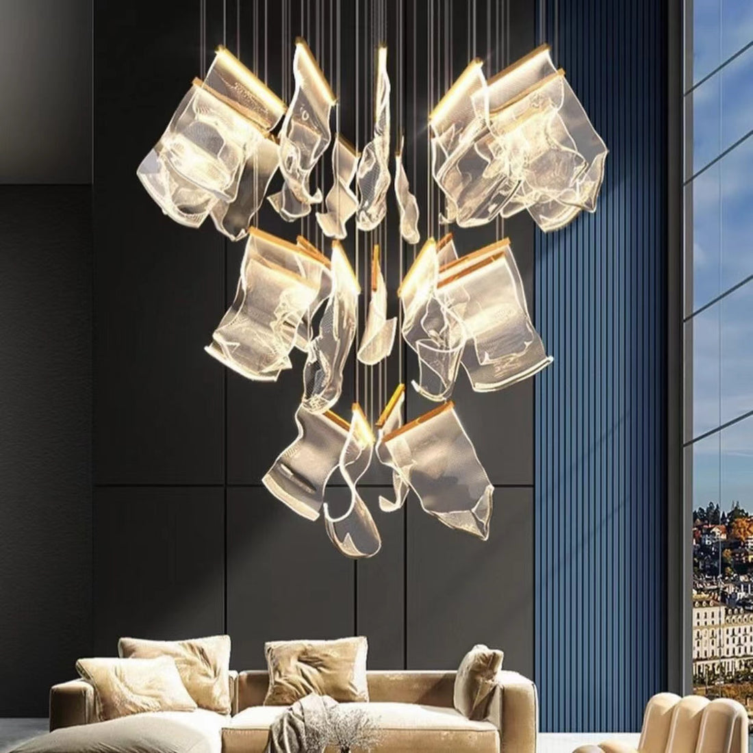 Extra Large Customization Modern Paper Fabulous Beautiful Chandelier For Staircase / Foyer Villa Hall Ceiling