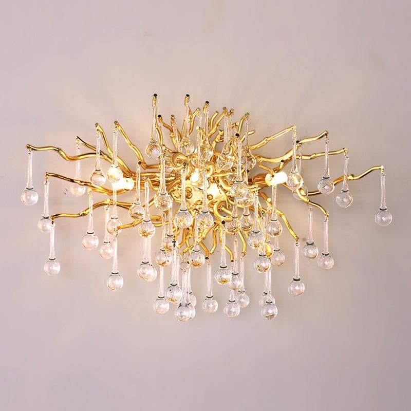 Raindrop Tree  Crystal Teardrop Wall Sconce Gold Diameter 17"