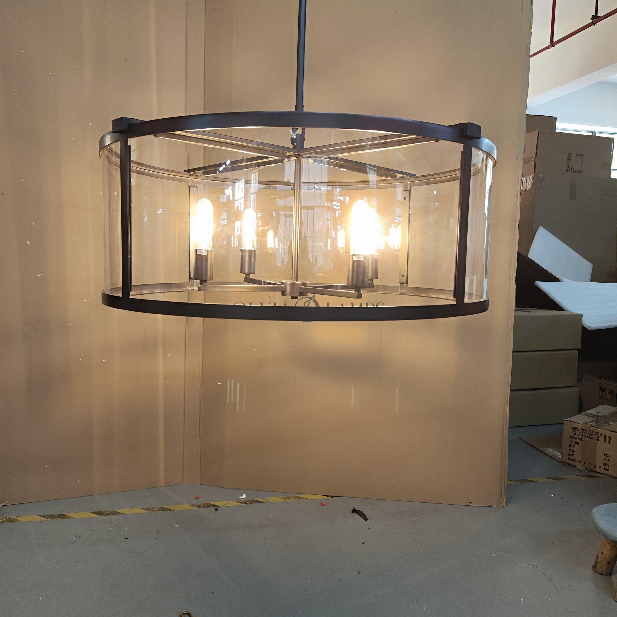 Baker Glass Lantern Modern Round Chandelier 33''44"55''