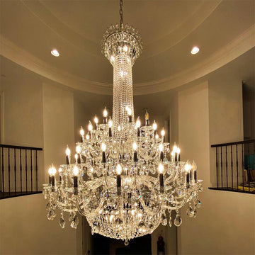 Extra Large European-style Multi-layers Candle Luxury Crystal Chandelier Gold Art Foyer/Staircase Decorative Light Fixture