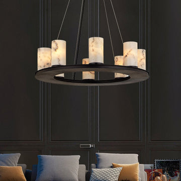 Olivia Centrum Alabaster Round Chandelier