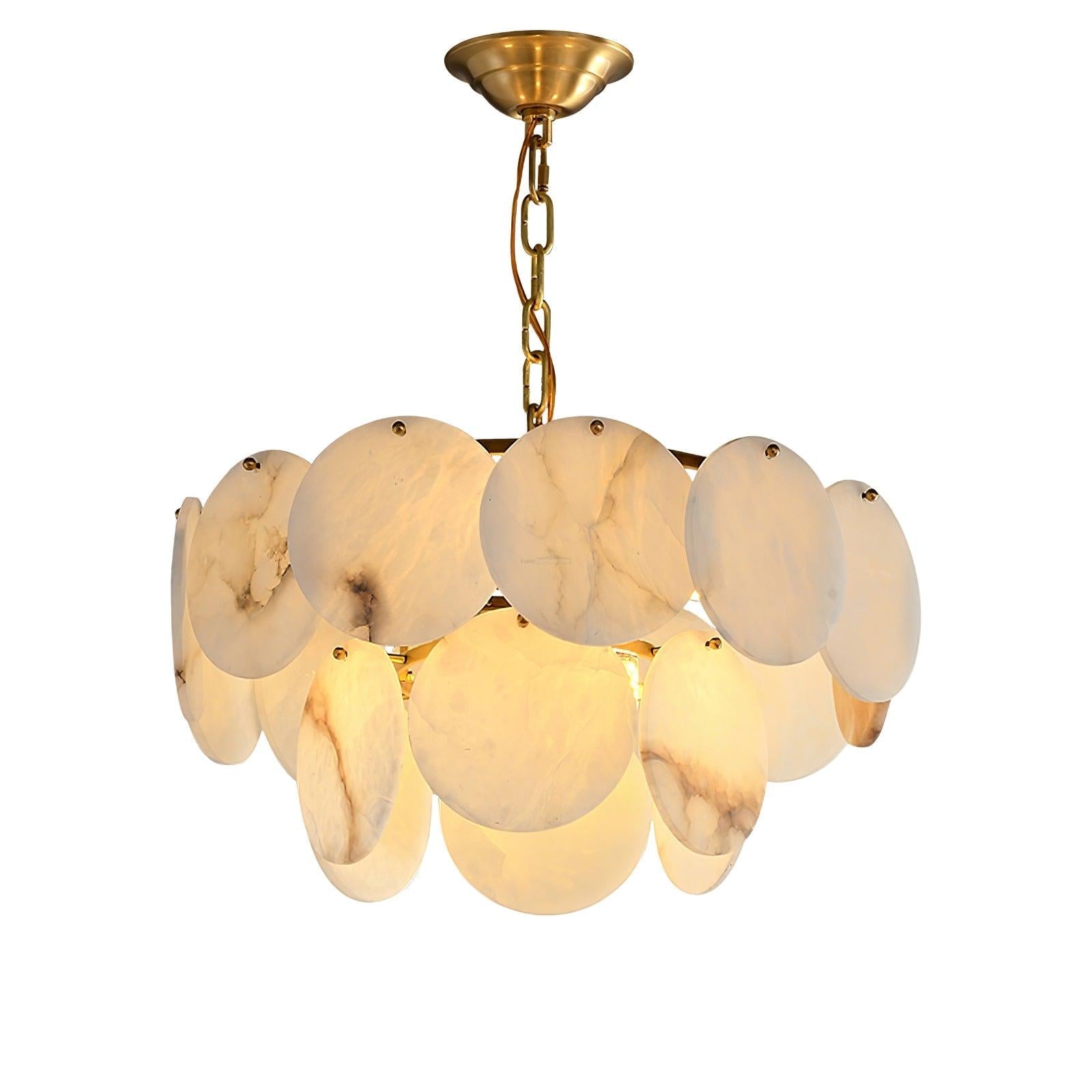 Olivia Alabaster Shell Brass Chandelier with 2/3/4/5/6 layer