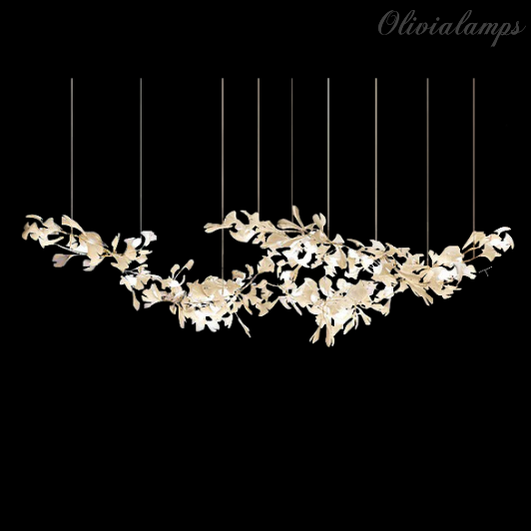 Extra Large Ceramics Twig White Flowers Chandelier Iron Tree Branch Pendant Light For Big Living/ Dining Room