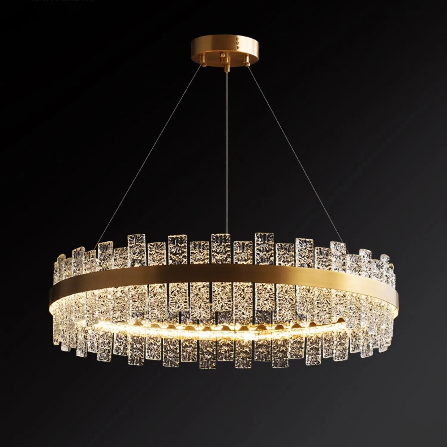 Flake Parallel Crystal Round Chandelier