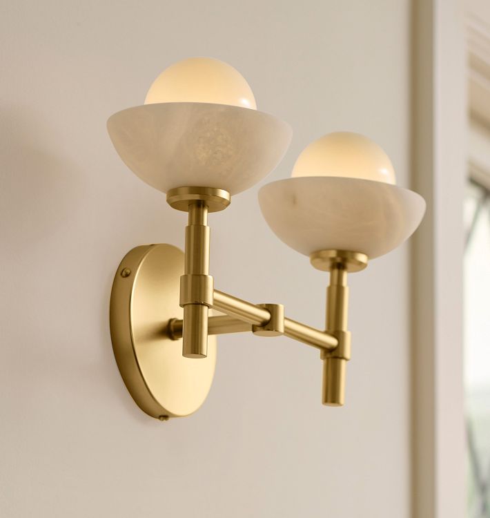 Alabaster Shade Greenwich Double Wall Sconce