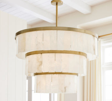 Olivia Windham Alabaster 3 Tier Chandelier