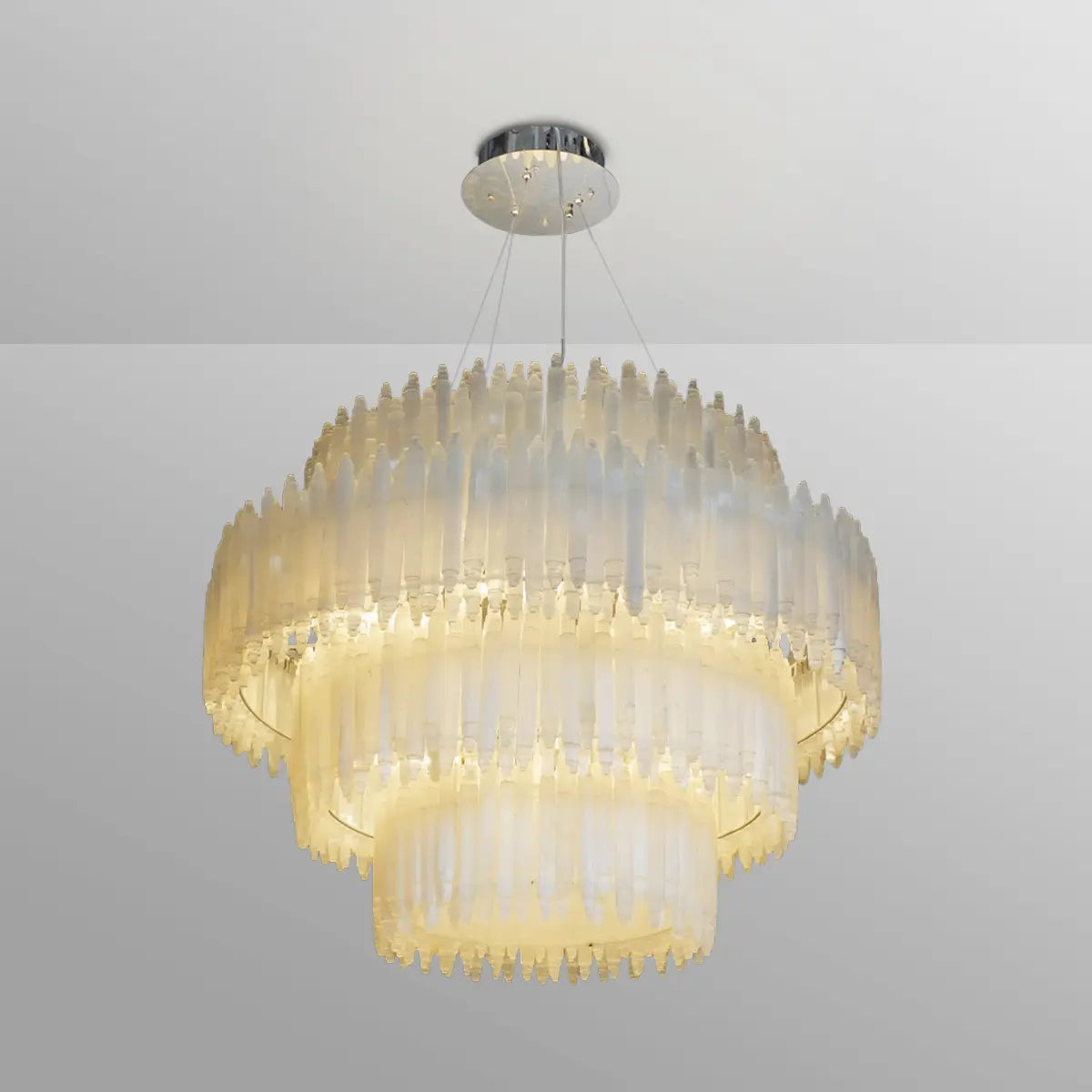 Art Selenite Layer Round Chandelier