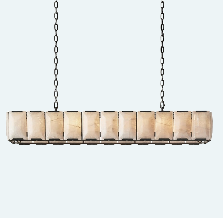 Olivia Harlow Calcite Rectangular Chandelier 74"