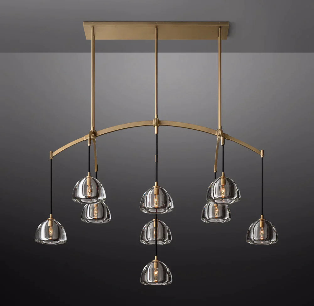 Olivia Hemispheae Modern Glass Linear Chandelier 54''