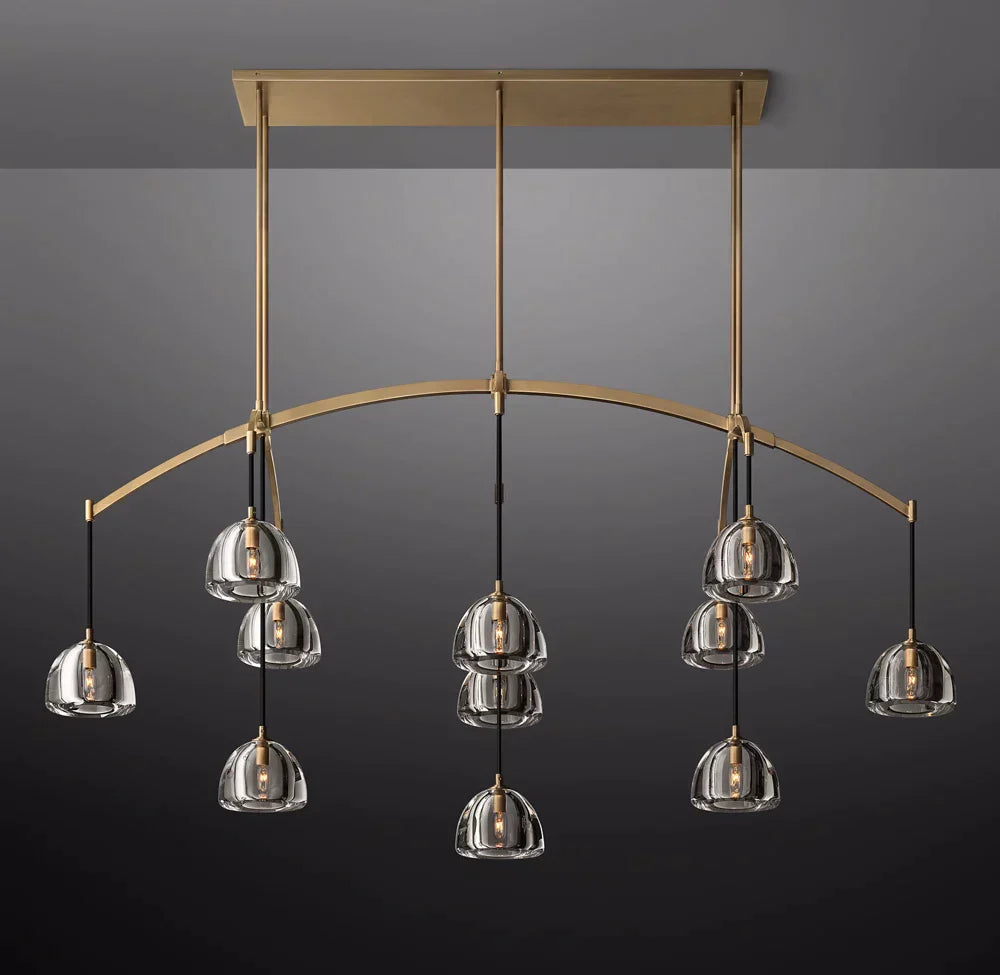 Olivia Hemispheae Modern Glass Linear Chandelier 72''