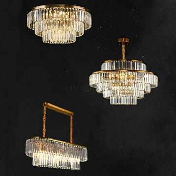 Modern Round Crystal Chandelier Modern Gold Ceiling Light Fixture For Living/ Bedroom