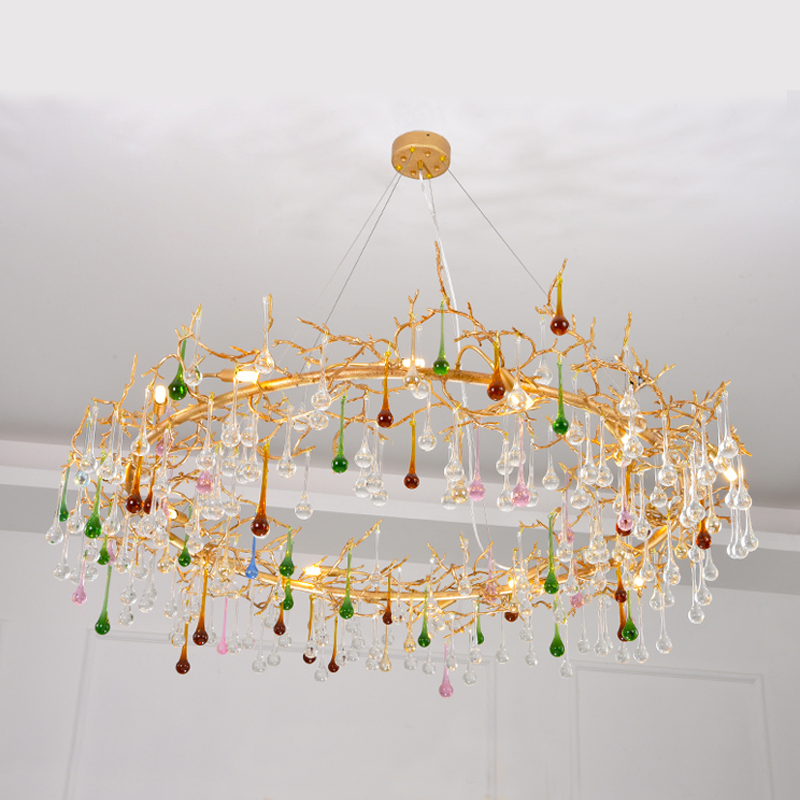 Avis Colorful Crystal Raindrop Branch Chandelier - Ineffable Lighting