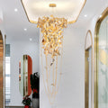 Della Modern Gold Leaf Staircase Chandelier - Ineffable Lighting