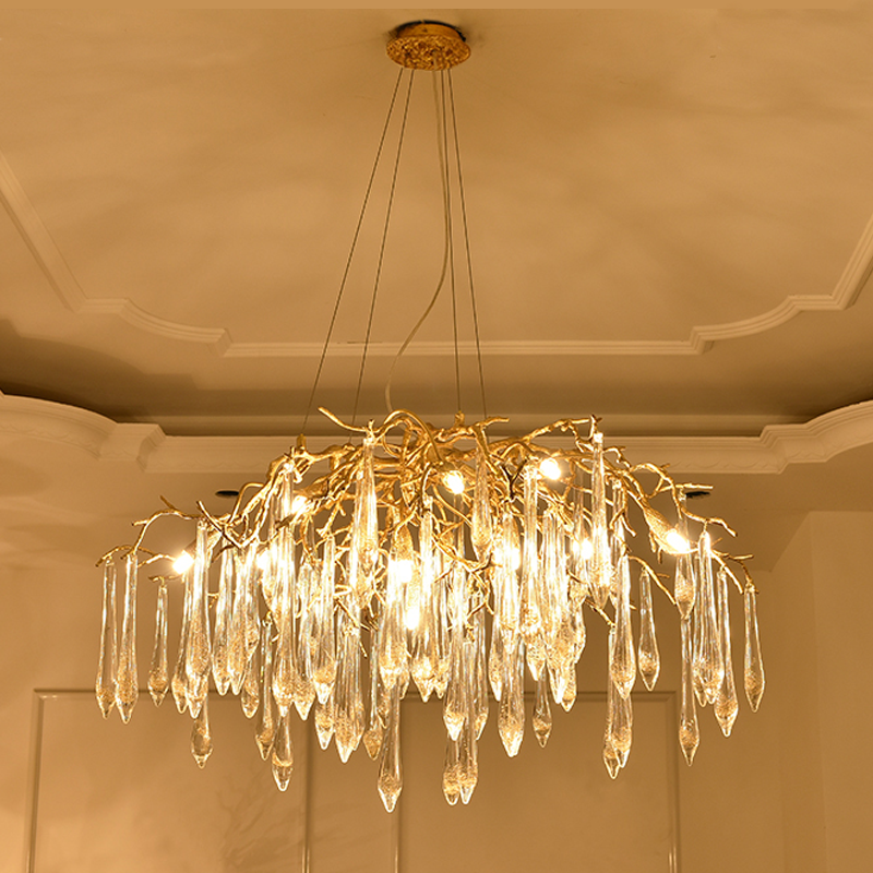 Agnes Brass Branch Crystal Chandelier - Ineffable Lighting