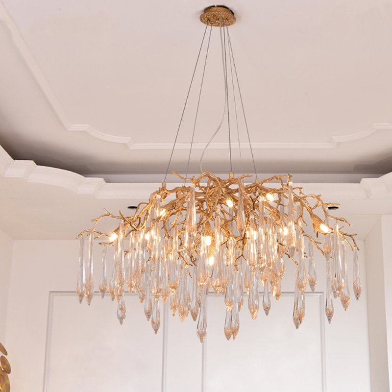 Agnes Brass Branch Crystal Chandelier - Ineffable Lighting