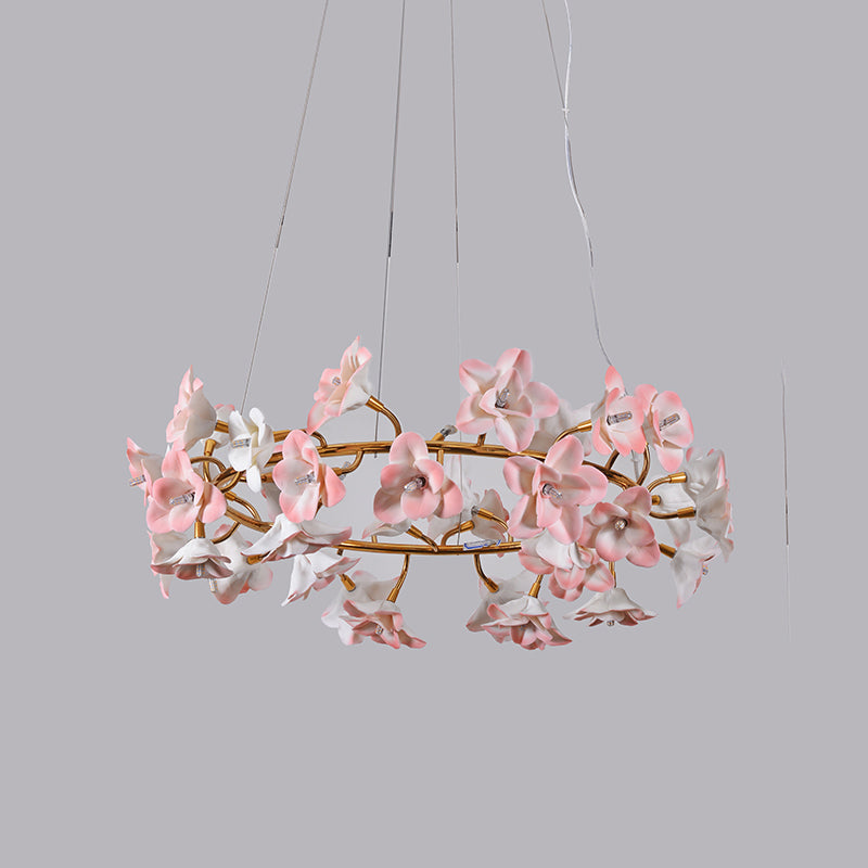 Ceramic Blossom Flower Round Bedroom Chandelier