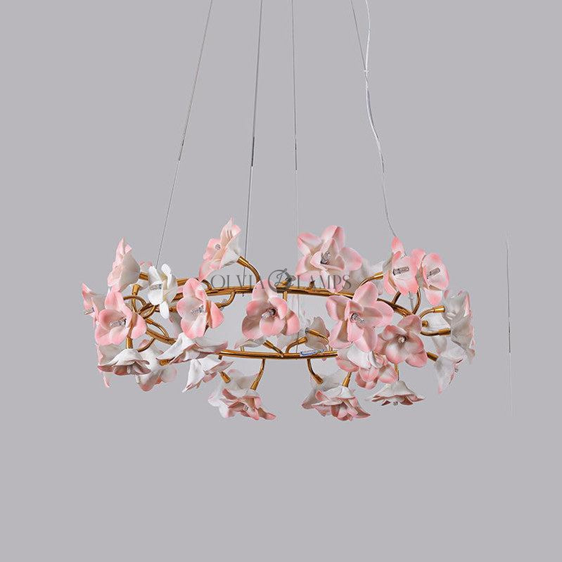 Ceramic Blossom Flower Round Bedroom Chandelier