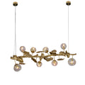 This Organic Glass Bubble Brass Branch Chandelier is artfully designed, it combines with the organic tree branch design, decorated with the metal leaves, creates a fruitfully ideas. it is a new interpretation for the new modern style.