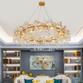 Avis Clear Crystal Ring Branch Chandelier - Ineffable Lighting