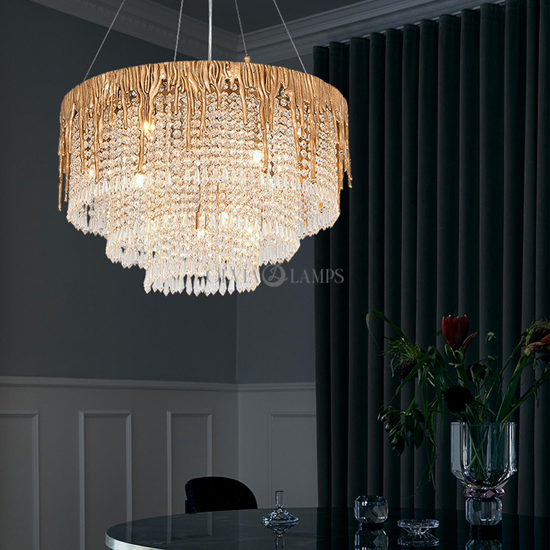 Round Multiple Tier Crystal Chandelier - Ineffable Lighting