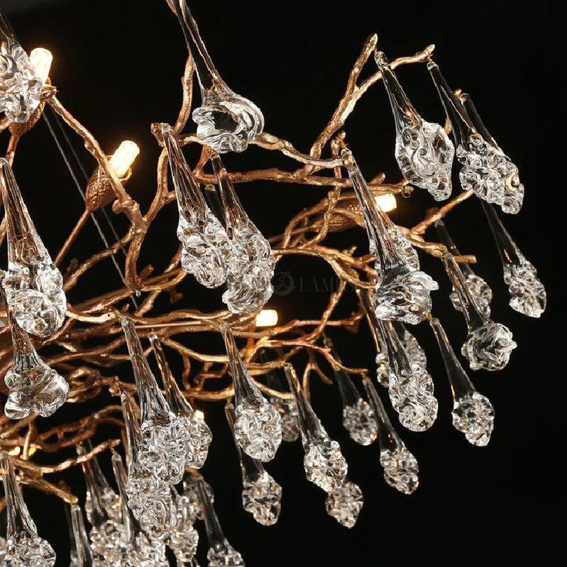 Creative Rose Crystal Brass Branch Chandelier - Ineffable Lighting