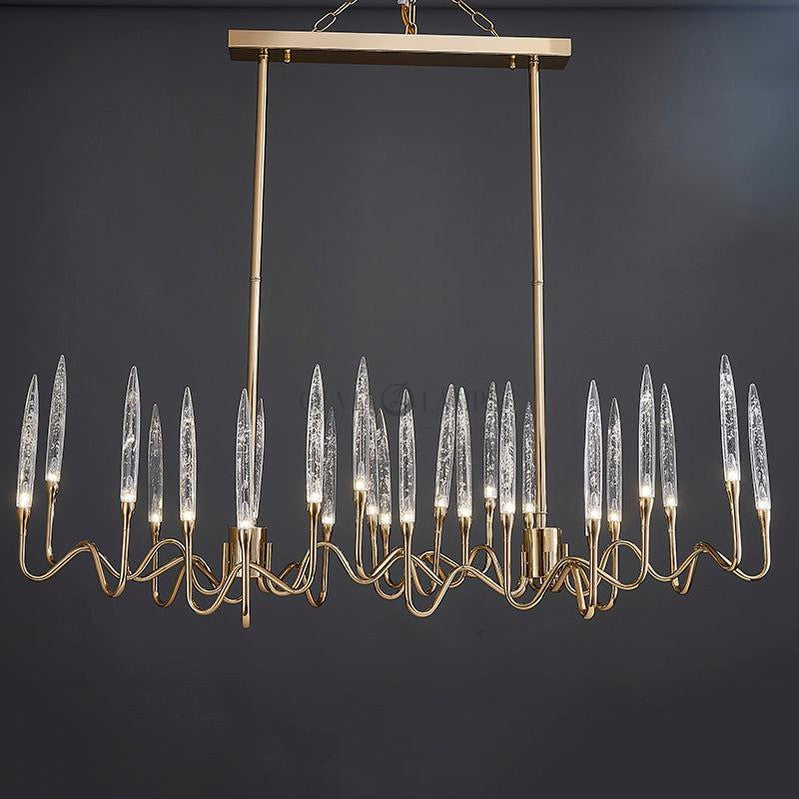 8141L Brass Glass  Chandelier