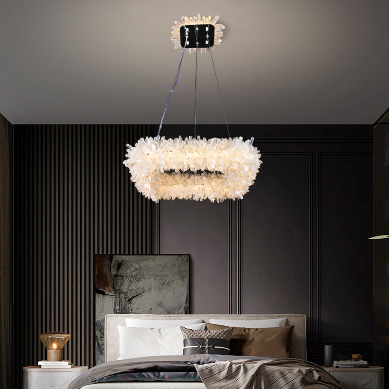 Derek Modern Crystal Cluster Square Chandelier - Ineffable Lighting