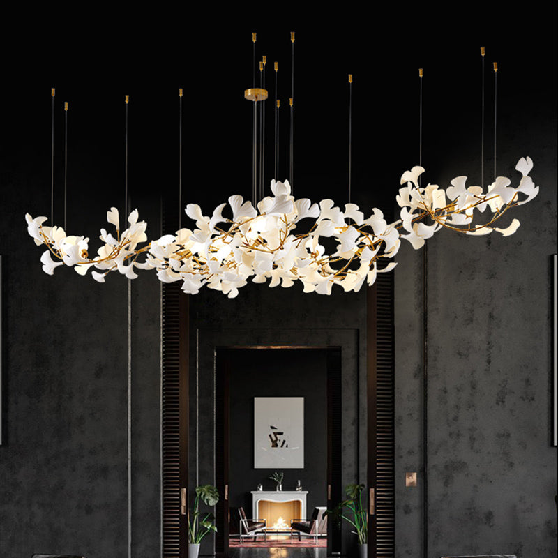 Modern Creative Ginkgo Linear Chandelier - Ineffable Lighting