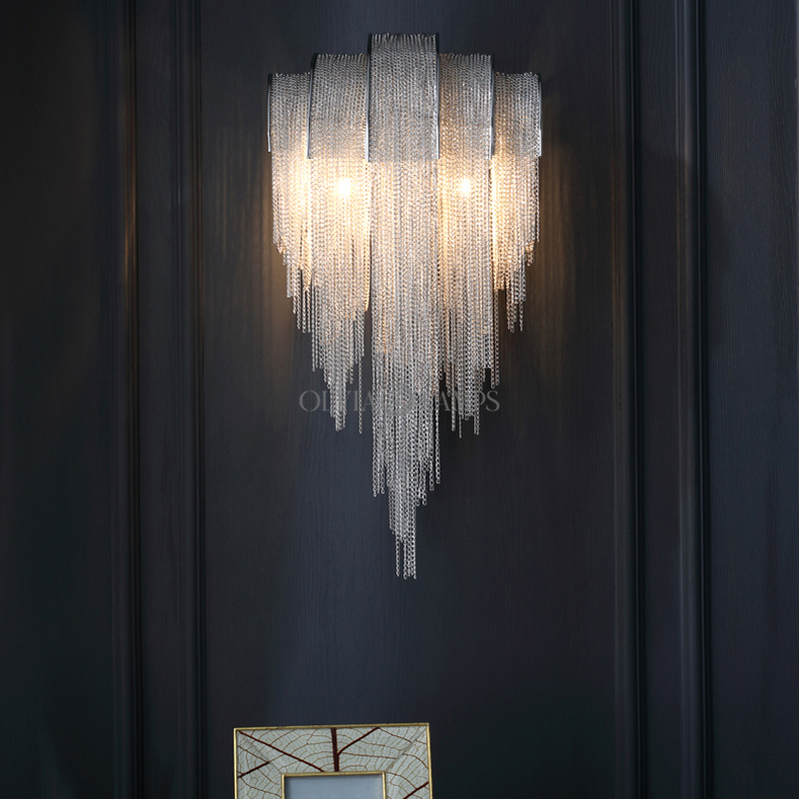 Modern Aluminum Chain Tassel Wall Sconce - Ineffable Lighting