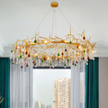 Avis Colorful Crystal Raindrop Branch Chandelier - Ineffable Lighting