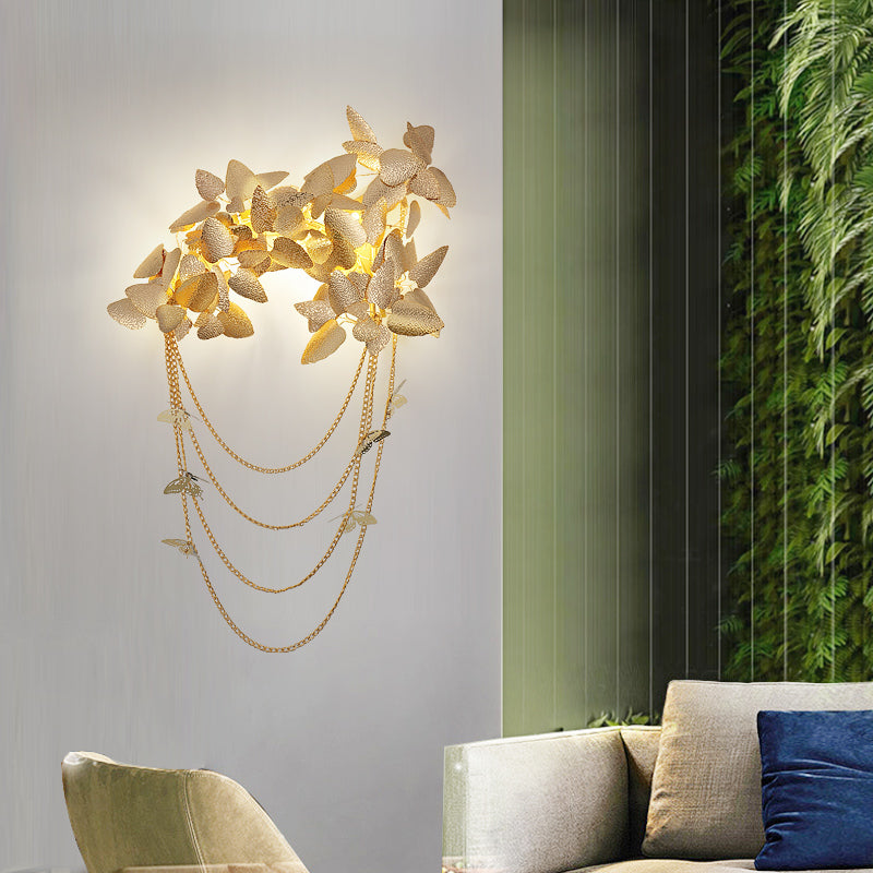 Della Modern Gold Leaf Bedroom Sconce - Ineffable Lighting