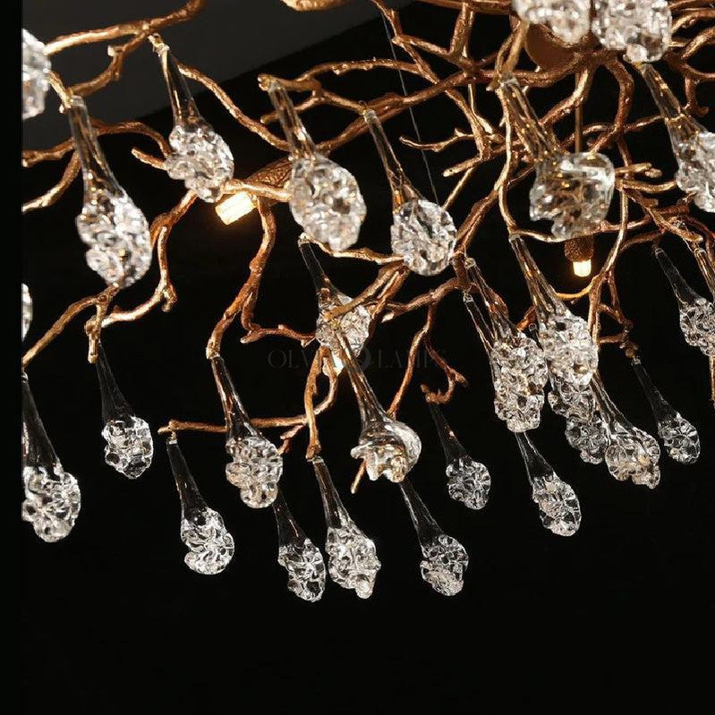 Creative Rose Crystal Brass Branch Chandelier - Ineffable Lighting