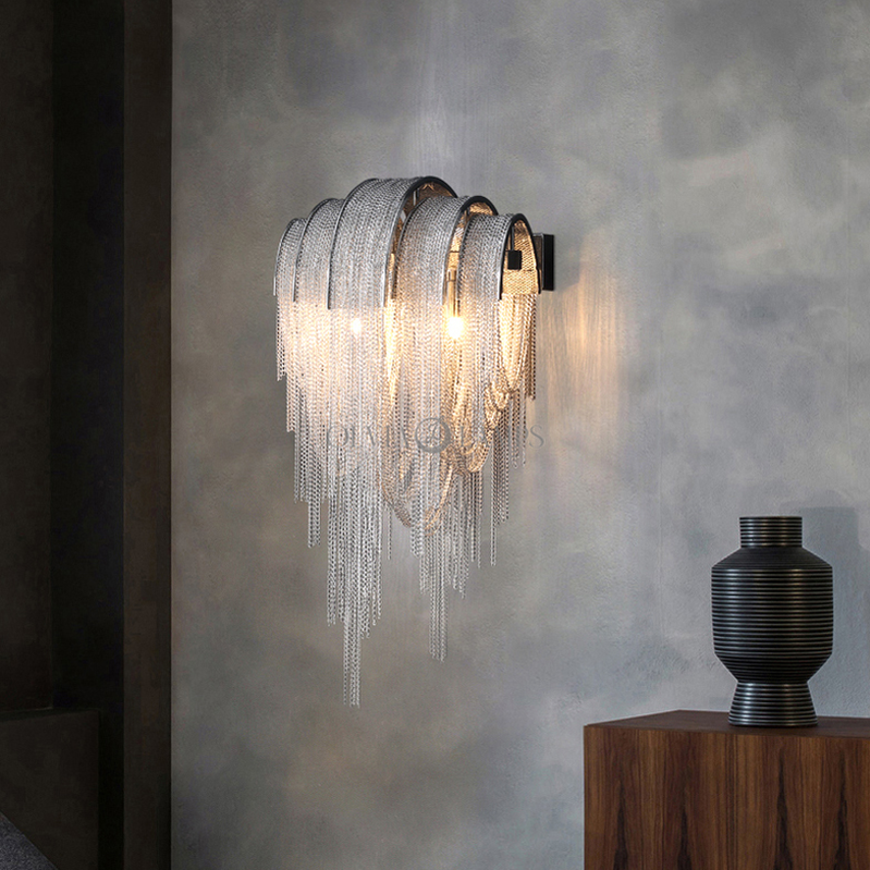 Modern Aluminum Chain Tassel Wall Sconce - Ineffable Lighting