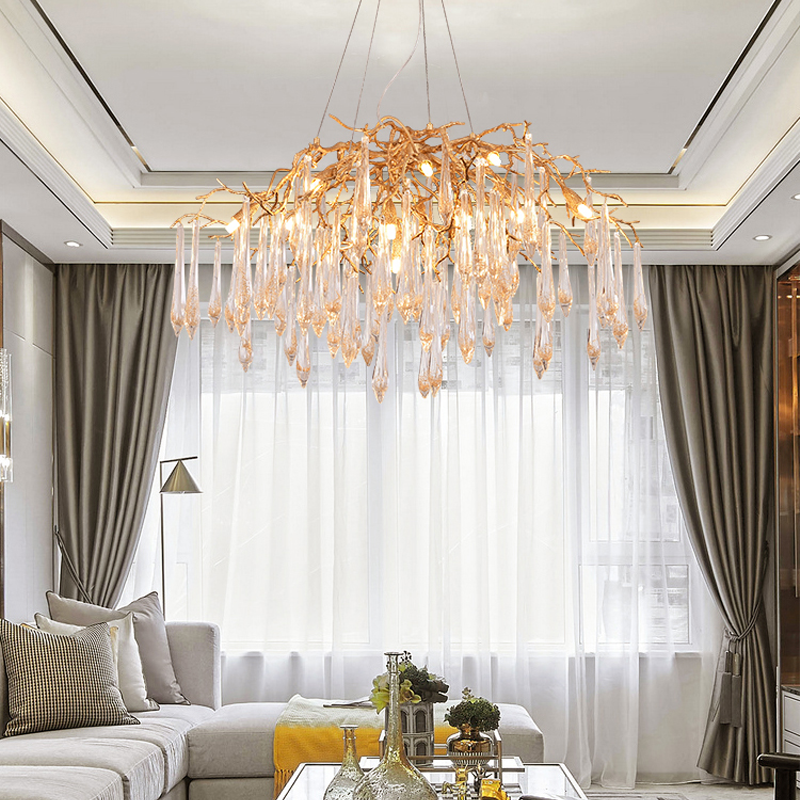 Agnes Brass Branch Crystal Chandelier - Ineffable Lighting