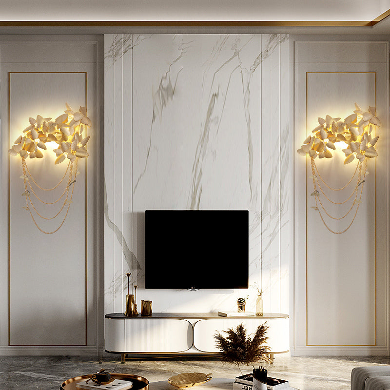 Della Modern Gold Leaf Bedroom Sconce - Ineffable Lighting