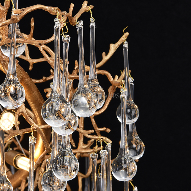 Avis Clear Crystal Ring Branch Chandelier - Ineffable Lighting